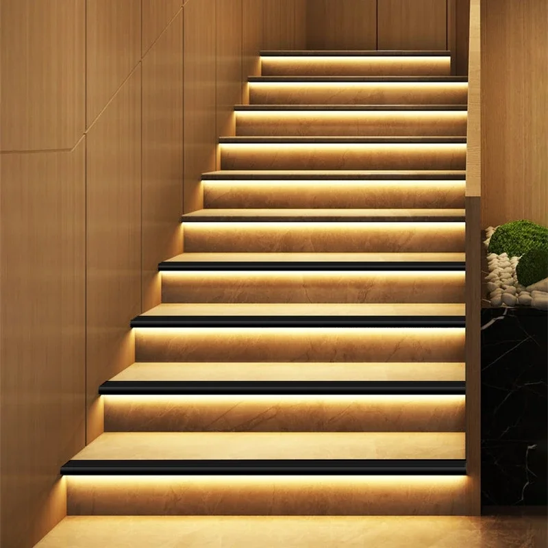 Anti-Slip Stair LED Aluminum Profile Safety Backlight Step Channel Cover Edge Protector Deck Hard Bar Strip Light