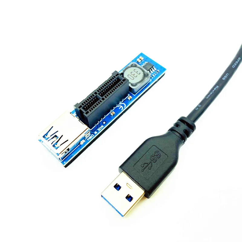 PCI-E Riser Mini PCIE to PCI-E X1 Extension Port Adapter Riser Card SATA Power Connector with 30cm USB Extension Cable Extender