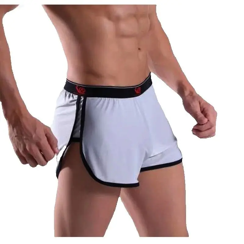 

Calzoncillos Hombres Mens Underwear Aro Pants Silk Shorts Sexy Homme Side Split Pajamas Cueca Boxer Masculino Unterhosen Herren