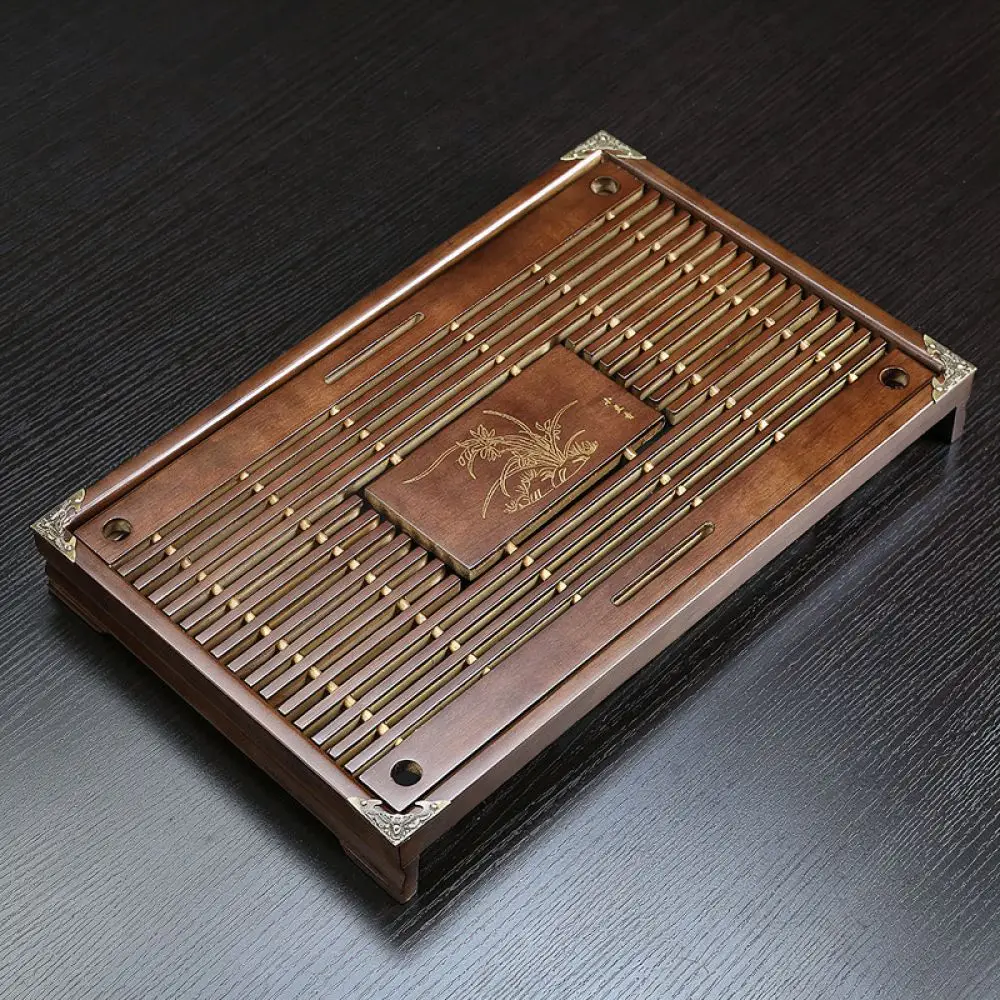 Solid Wood Tea Tray Multifunctional Drawer Storage Drainage Table Modern Tea Ceremony Serving Tray For Daily Tea Set