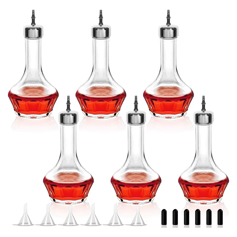 

A04G-Dasher Top Glass Dash Bottle 6 шт. 50 мл/1,6 унций набор бутылок для горьких бутылок профессиональный барный инструмент для изготовления коктейлей