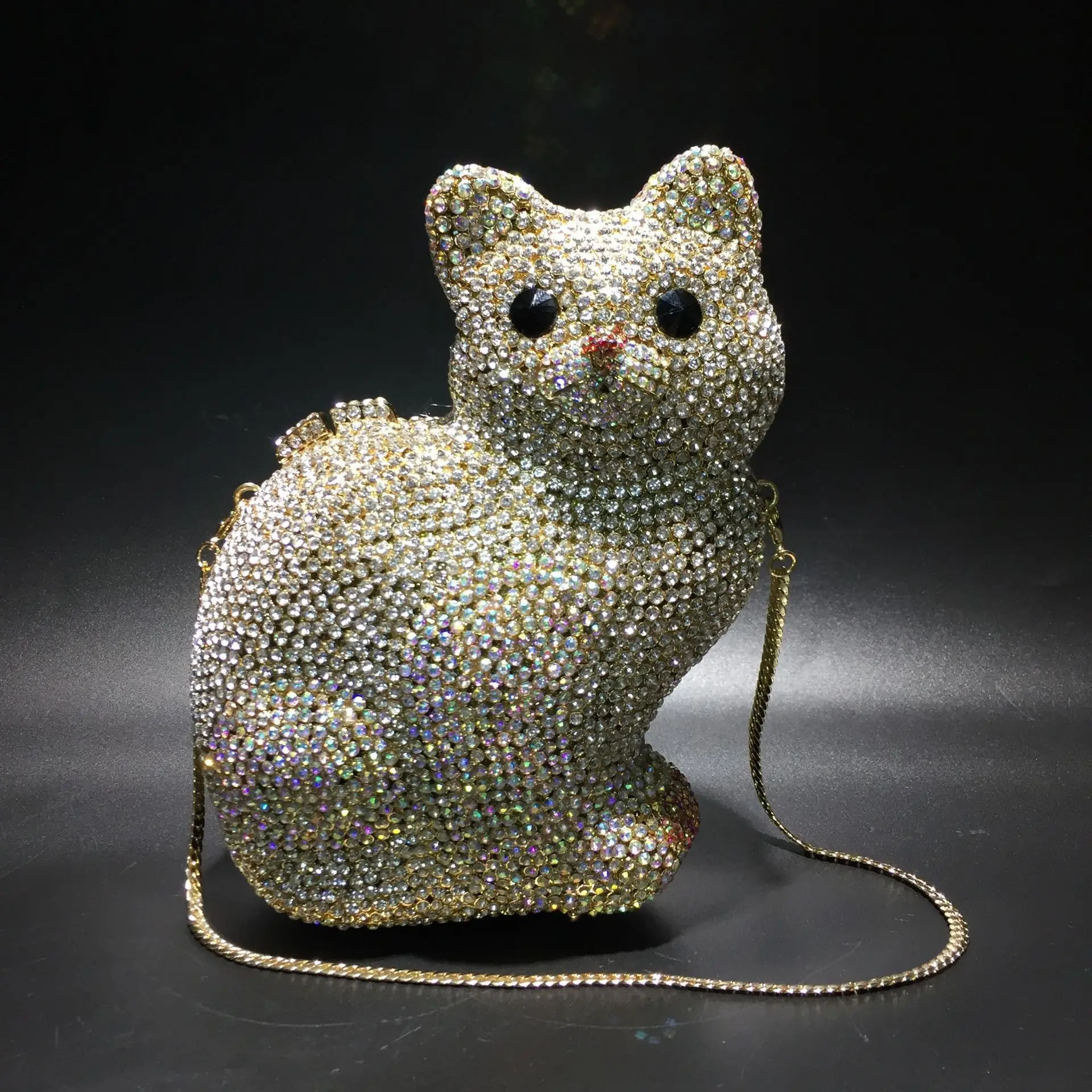 

Kitten Rhinestone Empty Metal Crystal Dinner Bag Handmade Diamond Women's Clutch Bag Bolsos De Mujer De Lujo Channel Bags Luxury