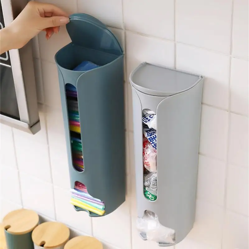 Wall Hanging Garbage Bag Storage Box Kitchen Plastic Bag Holder Organizer Bathroom Trash Bags Dispenser Kitchen Accessories