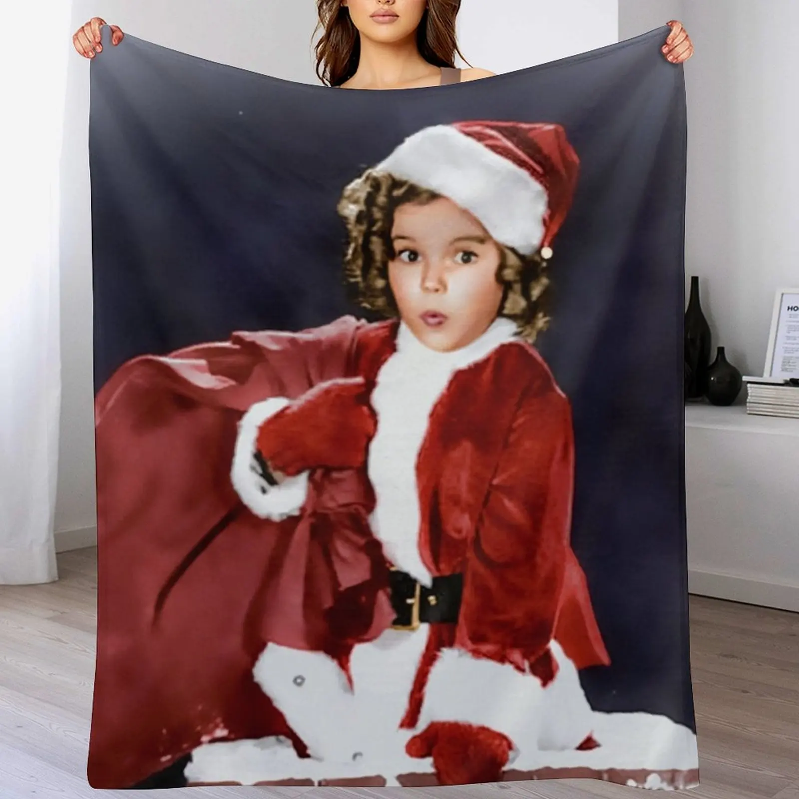 Shirley Temple Portrait at Chimney Throw Blanket Cozy Throw Blanket for Bed Sofa Chair