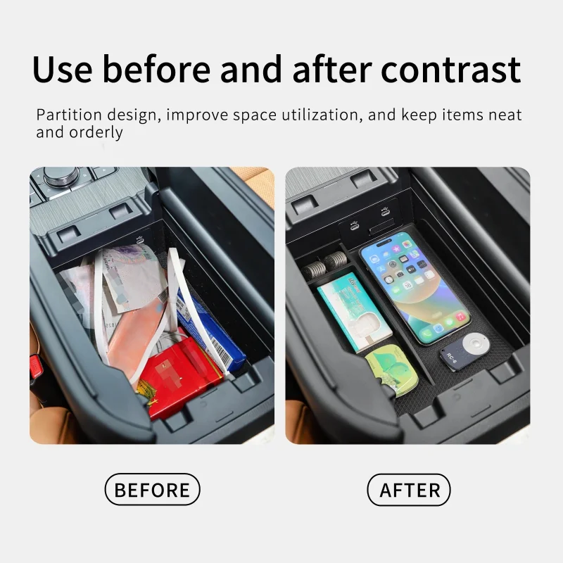 مركز وحدة التحكم درج منظم لمازدا CX-90 CX-70 CX-80 2024-2025 مسند الذراع صندوق تخزين قطع غيار السيارات اكسسوارات السيارات