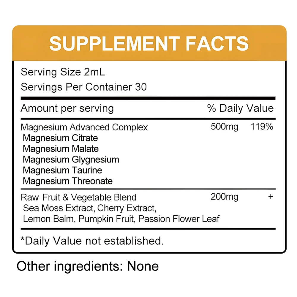 قطرات سائل المغنيسيوم - مجمع مغنيسيوم 5 في 1 عالي الامتصاص - للعظام والعضلات والأعصاب والطاقة - 2 أونصة سائلة