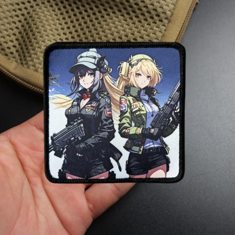 

Tactical Girl with Gun Patch on Clothes Morale Badge Military Patches Printed Armband Hook Loop Backpack Stickers