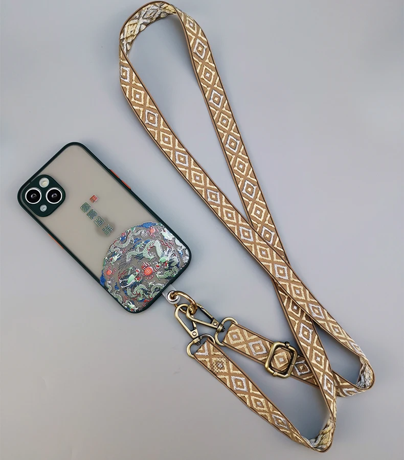 

Retro Crossbody Cell Phone Lanyard Neckband Adjustable Telescopic Mobile Phone Lanyards Anti-Loss Strap Universal Card Gasket