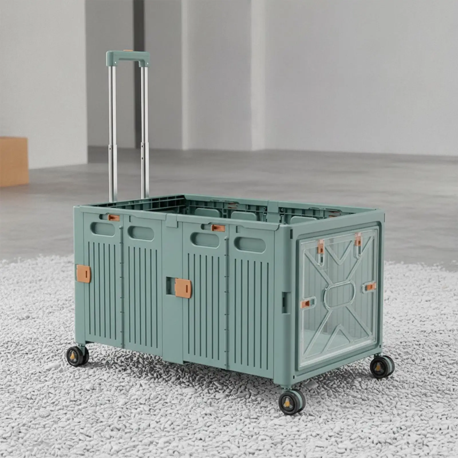 Space Saving Collapsible Storage Box on Wheels Heavy Duty Foldable Utility Container for Outdoor Picnic Moving Household Use