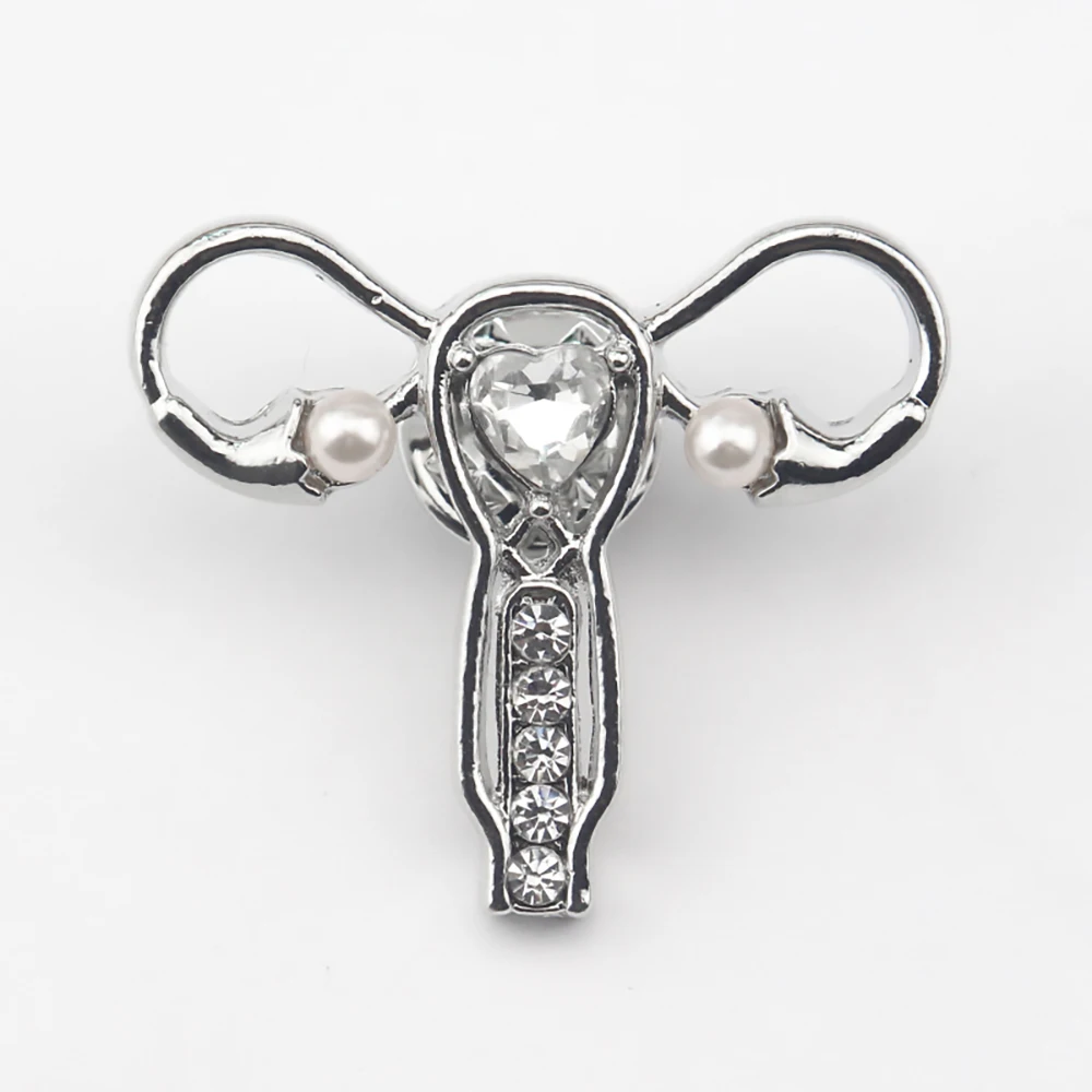 Female Womb Uterus Brooch Pins Zircon Pearl Organ Medical Jewelry Gynecology Medicine Symbol Gift for Gynecologist Nurse