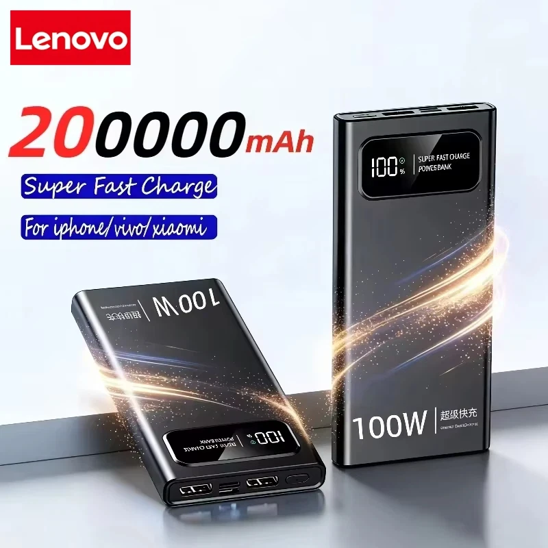 200000 mAh Power Bank Große Kapazität 100 W Super Schnelle Lade Tragbare Externe Batterie Mit LED Digital Display Für iphone