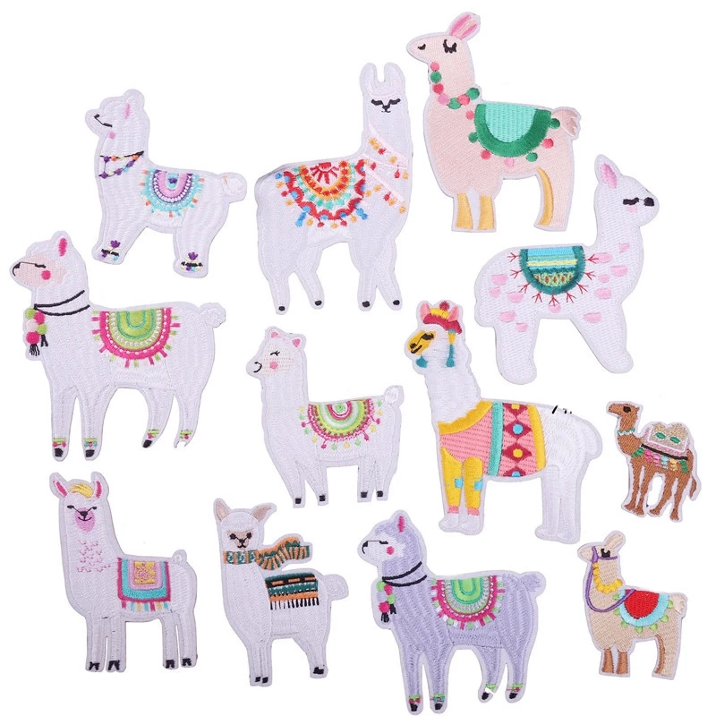 12Pcs Cute Alpaca Embroidery Patches Sew Iron On Patch Applique Badge DIY Decoration Or Repair For Clothing,Backpack