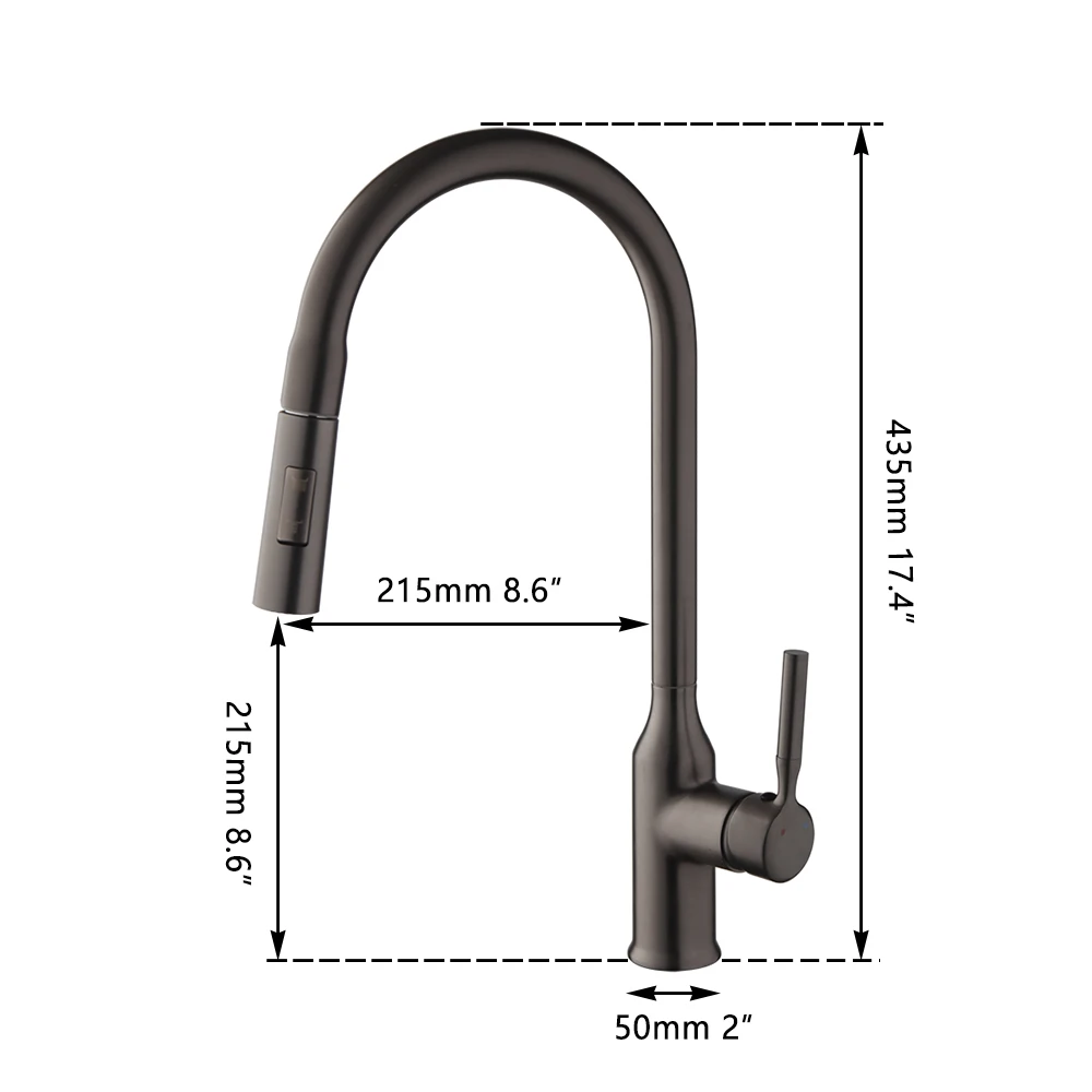 Zappo Gun Gray Kitchen Faucet Two Function Single Handle Pull Out Mixer Hot and Cold Water Taps Deck Mounted Faucets Tap