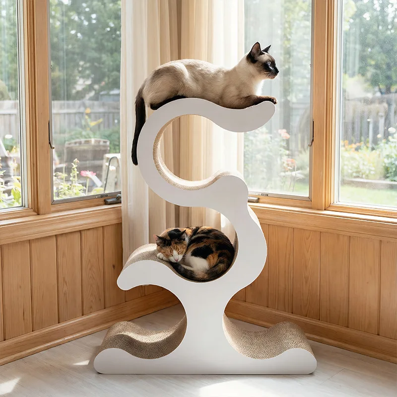 Custom S-Shaped Scratcher Board – Eco-Friendly Corrugated Paper, Modern Minimalist Indoor Furniture