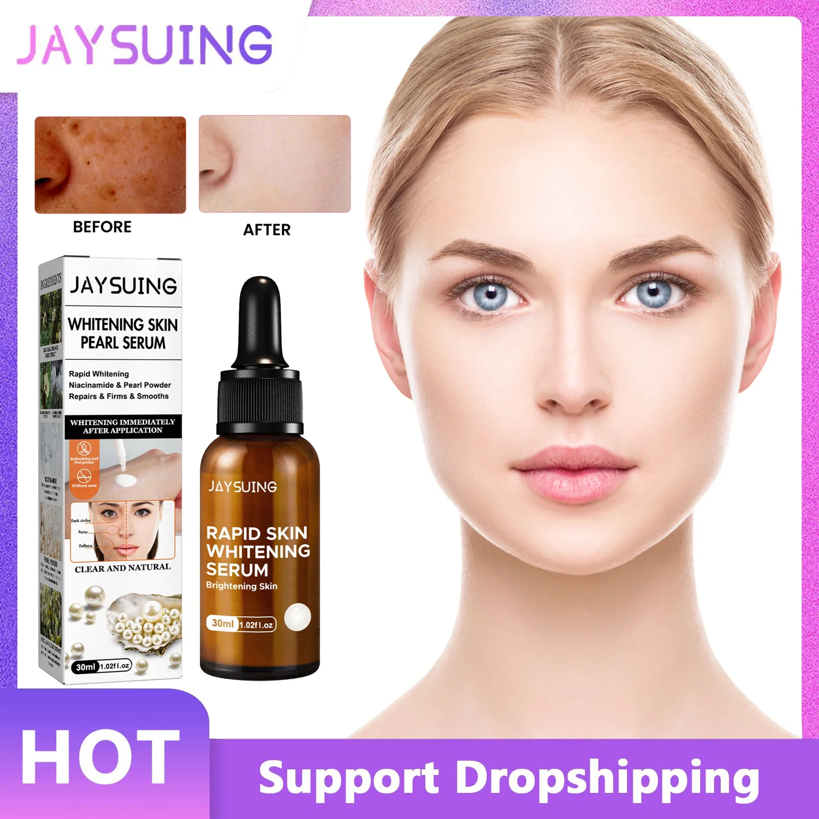Whitening Serum Fade Freckles Dark Spots Remover Improve Dullness Pigment Moisturizing Brighten Firming Anti Wrinkle Essence