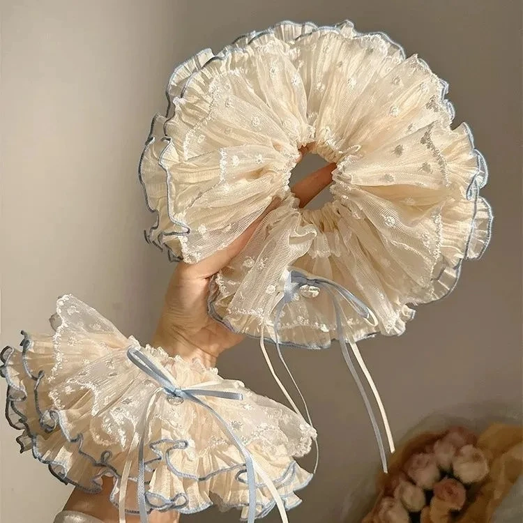 

Очаровательная балетная девушка, розовая, синяя шелковая лента с бантом в горошек, кружевное кольцо для волос, милая маленькая фея, новый комплект повязки на голову из веревки для волос