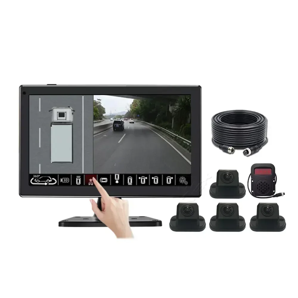3D 360 Degree Round Rear View Surround Car Reverse 4 Camera Kit Parking System Backup 360 Bird View Car Camera Monitor