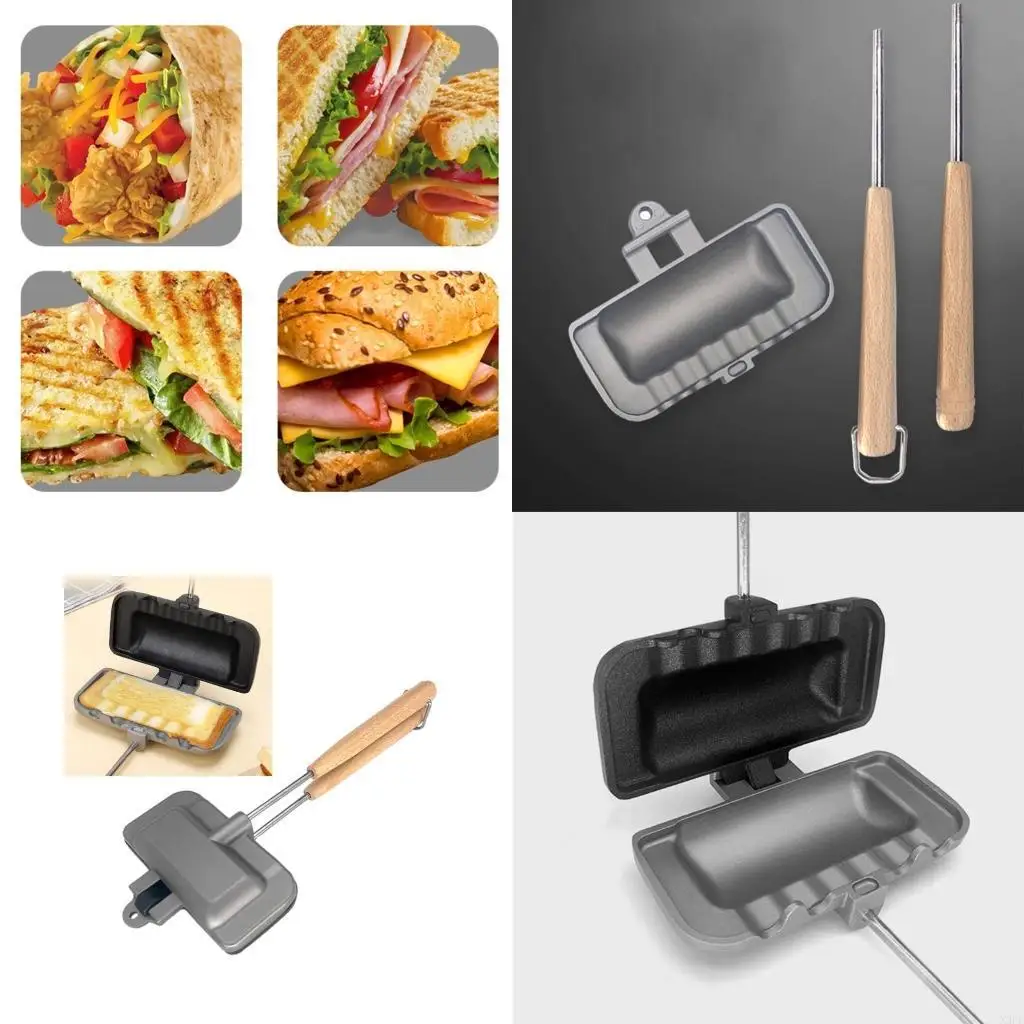 

Hot-Dog Toaster Double Sided Frying Pan Nonstick Sandwich Maker Grill-Pan Breakfast Toast-Panini-Waffle Cookware X3UC
