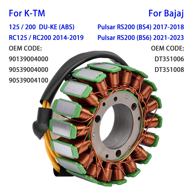 

Motorcycle Ignition Stator Coil For 125 200 DU/KE RC125 RC200 For Bajaj Pulsar RS200 BS4 BS6 90139004000 90539004000 90539004100
