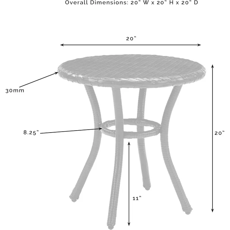 Palm Harbor Outdoor Wicker Round Side Table, UV and Fade Resistant Outdoor Wicker,20