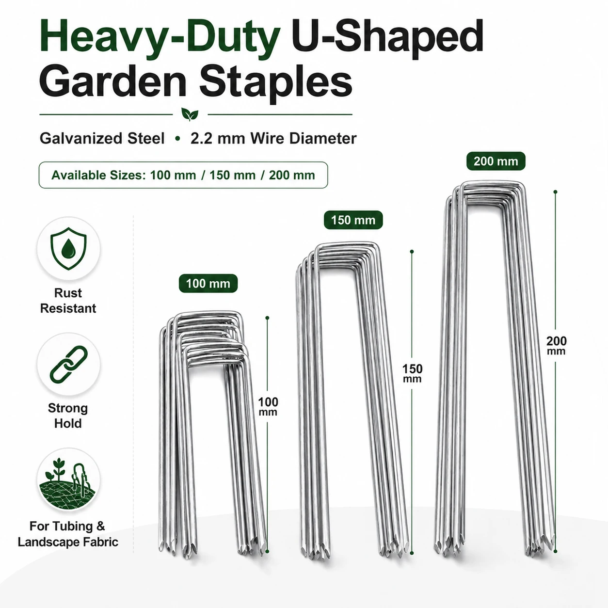 10-100Pcs Galvanized Steel U-Shaped Garden Stakes,Heavy Duty Landscape Pins Ground Staples Weed Barrier Fabric Fixing Pegs Nails