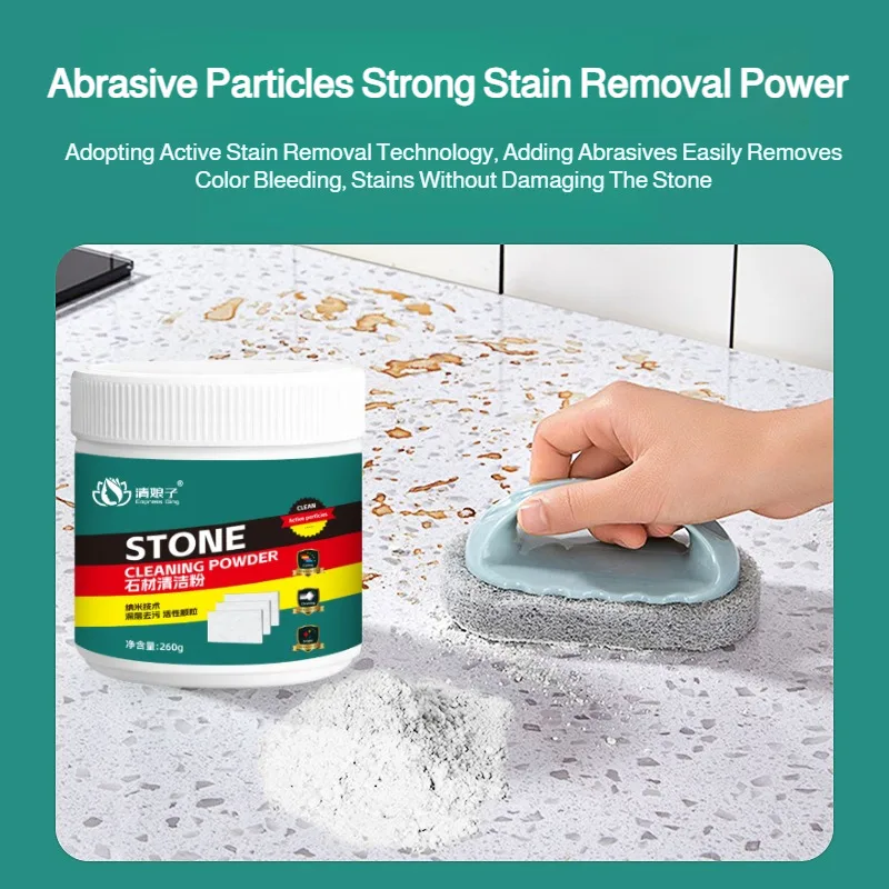 Marble & Slate Cleaning Powder, Powerful Kitchen Quartz Countertop Stain Remover, Special Decontamination Cleaner, for Home