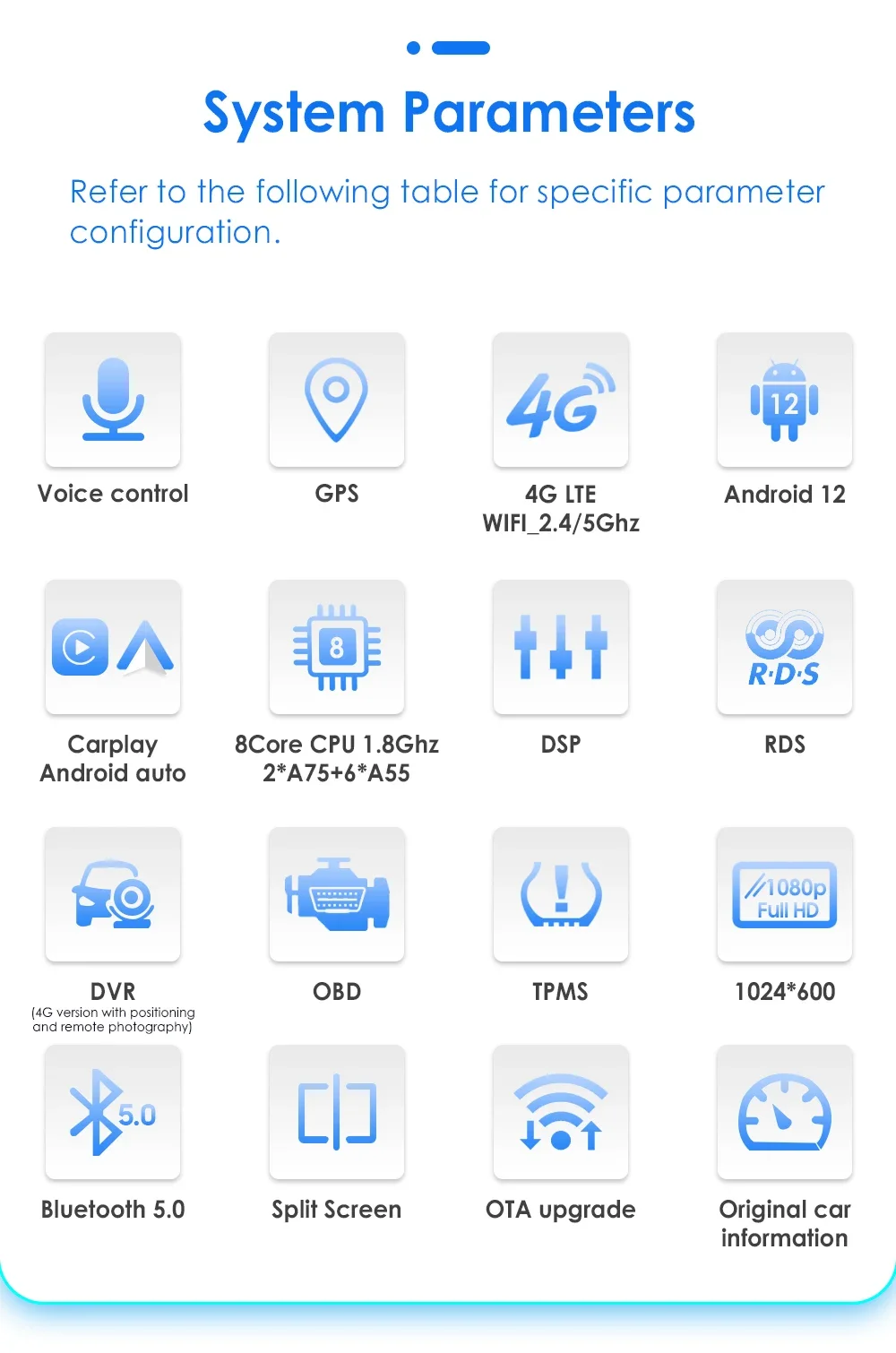 Hizpo 7 Zoll 2 Din Android 14 Auto-Multimedia-Player für Fiat Grande Punto Linea GPS Carplay 4G WIFI Intelligenter Bildschirm Autoradio – Detail 6