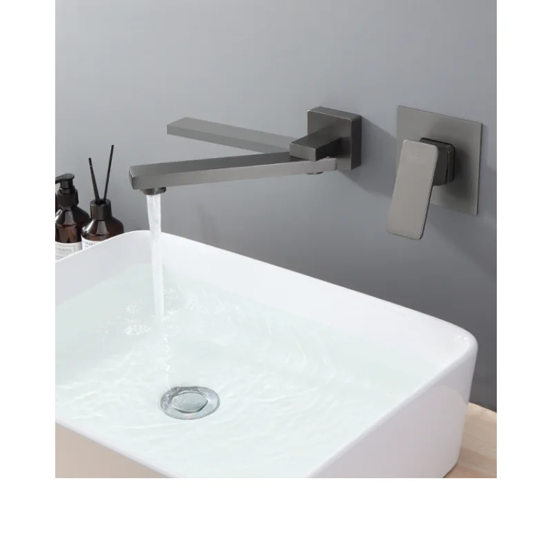 Hot-melt concealed faucet embedded rotatable all-copper gun in hot and cold toilet gray wall splash-proof