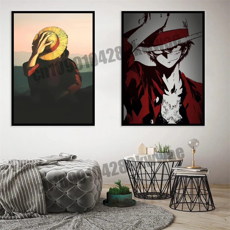 

Anime One Piece Poster, Luffy, Print Cartoon Canvas Painting Living Room Bar Cafe Entrance Art Painting Decoration Oil Painting