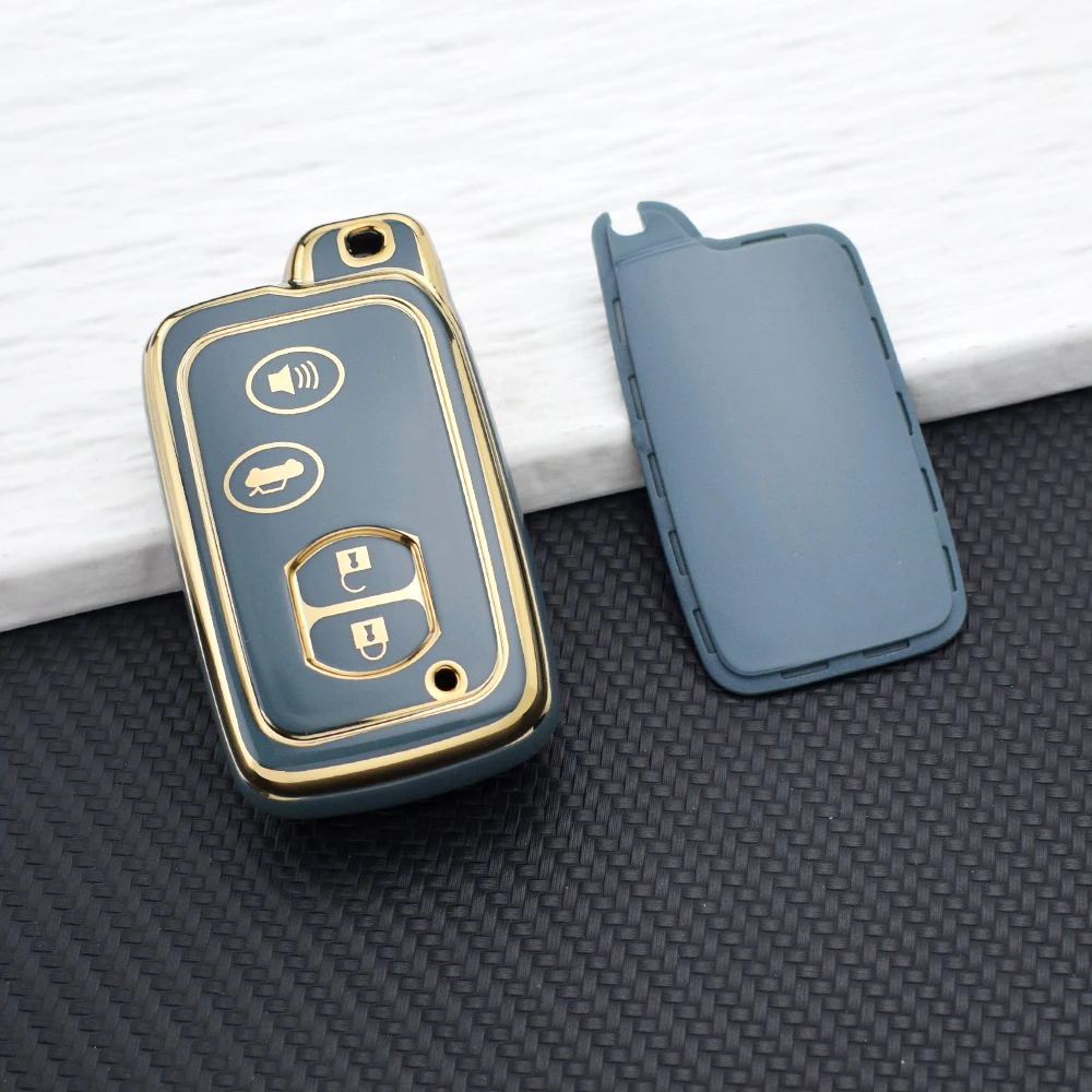 4 Buttons TPU Car Key Case for Toyota RAV4 Highlander Camry Avalon Prius Alpha Aqua Land Cruiser Auris Key Cover with Key Chain