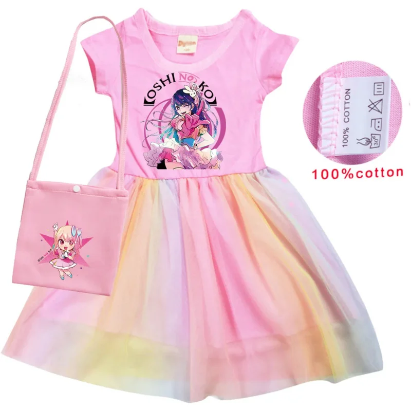 AIAI 2025OSHI NO KO Ai Kids Summer Ai Hoshino طفل لطيف الدانتيل فستان الأميرة طفل الفتيات حفلة عيد ميلاد Dre