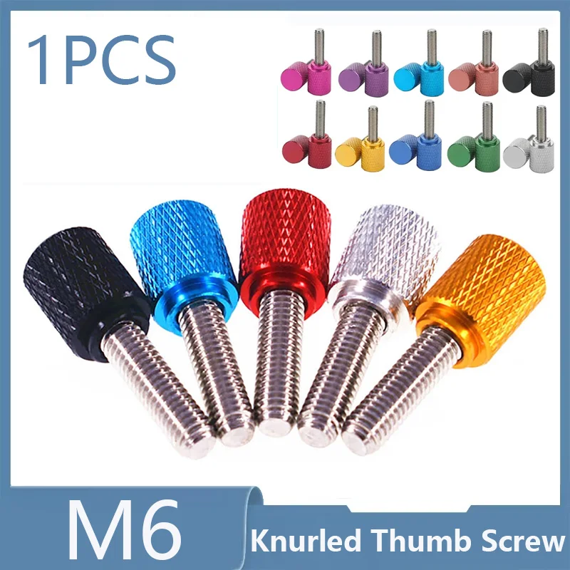 1 Stück M6 Bunte Rändelschraube aus Aluminium mit gerändeltem Kopf, Edelstahlgewinde, Handfest anziehbare Rändelschraube, Länge 6 mm-100 mm