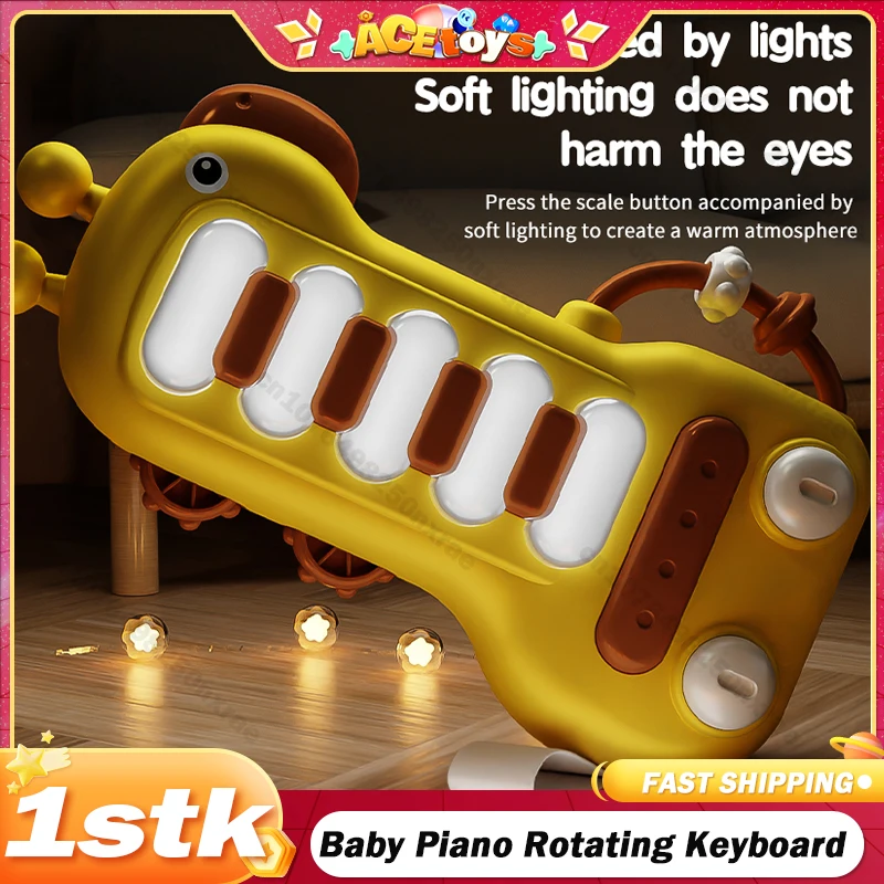 

Baby Piano Rotating Toys Kids Music Piano Keyboard with Light Sound Musical Toys for Toddlers Early Educational Music Toy Gifts