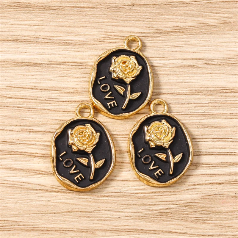 Tusember 10 Stück Emaille Cartoon Hübsche Blumen-Anhänger Niedliche Blumen-Charms für Halsketten, Ohrringe, Armbänder, Schmuckherstellung, Basteln – Detail 21
