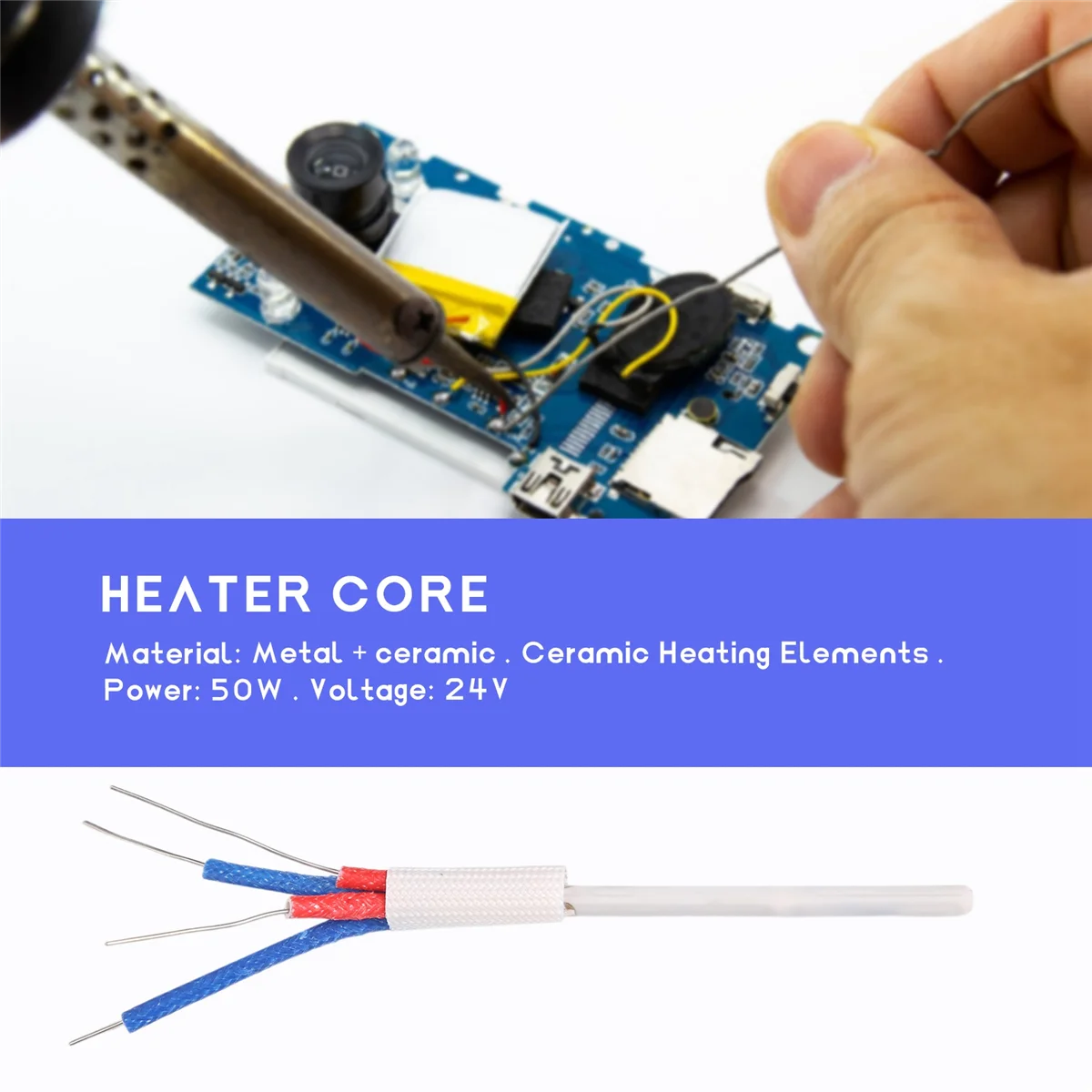 2Pcs A1321 Ceramic Heating Elements 24V 50W Heater Core for HAKKO 936 937 8586 Soldering Iron Saike Soldering Station