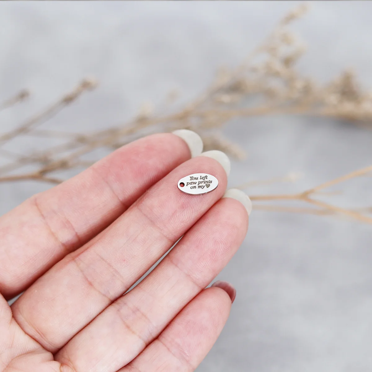 3Pcs/lot You Left Paw Prints On My Heart Laser Engraved Tiny Oval Stainless Steel Charm For Jewelry Making Necklace Diy