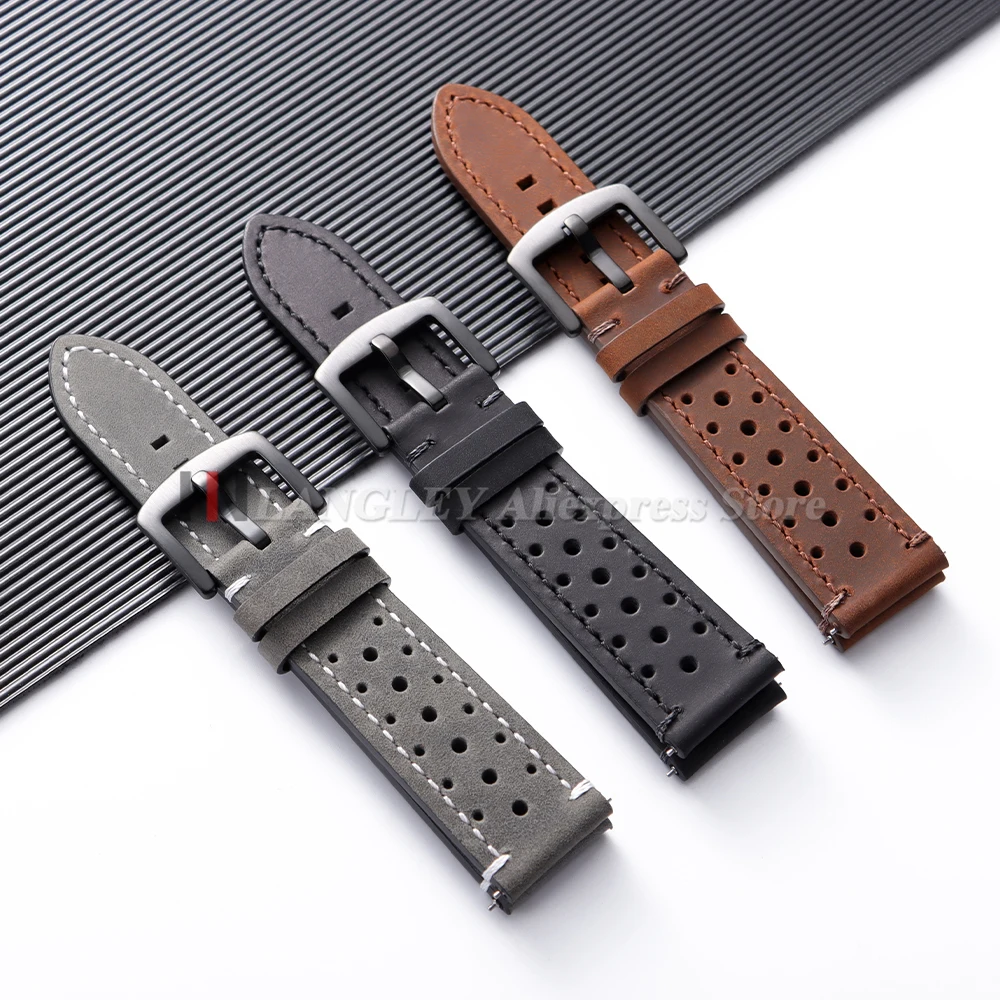 퀵 릴리즈 18/19/20/21/22/24mm 빈티지 소가죽 스트랩 삼성 갤럭시 워치 7/6/5/4 유니버설 팔찌 스포츠 밴드