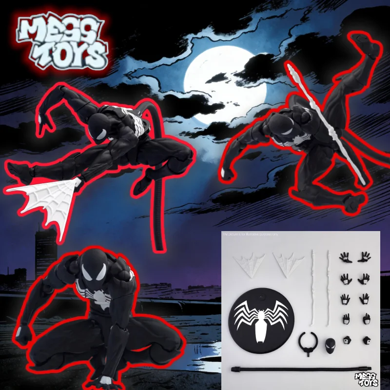 

【In Stock】MESSTOYS Spider-Man Black and Red War Neighbor Spider-Man Spider-Man Toy Action Figure Doll Animation Model Collection