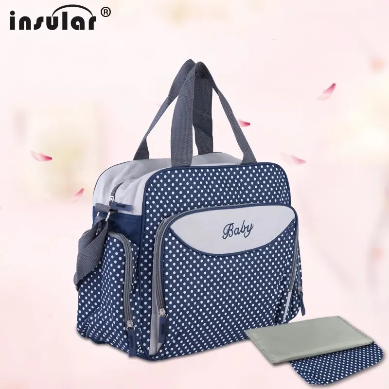 Insular 600D Dots Baby Mommy Diaper Bags Organizer Nappy Bags Maternity Stroller Diaper Handbag