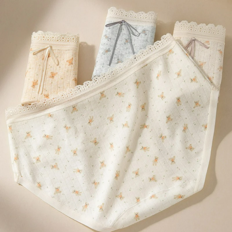 

Женские хлопковые трусики, кружевные милые сексуальные треугольные трусики, антибактериальные удобные дышащие мягкие женские трусы с промежностью, новые