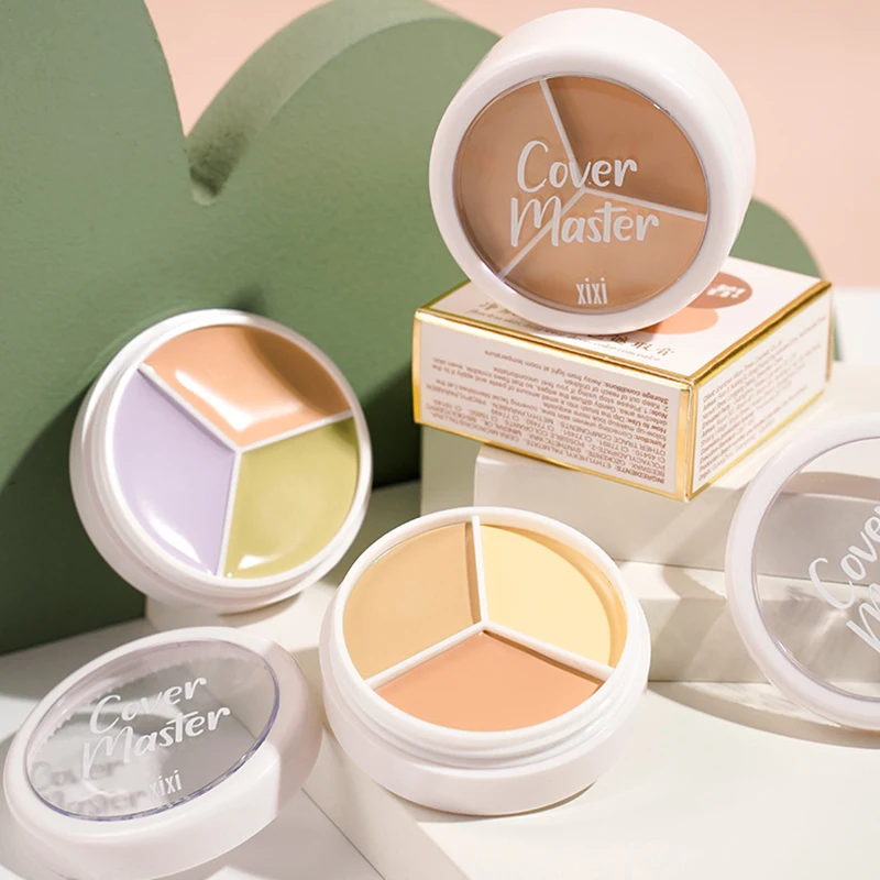 3 colors Concealer Dark Circles Corrector high coverage Green Nose Contour Shading Cream Palette Face Base Beauty Korean Makeup