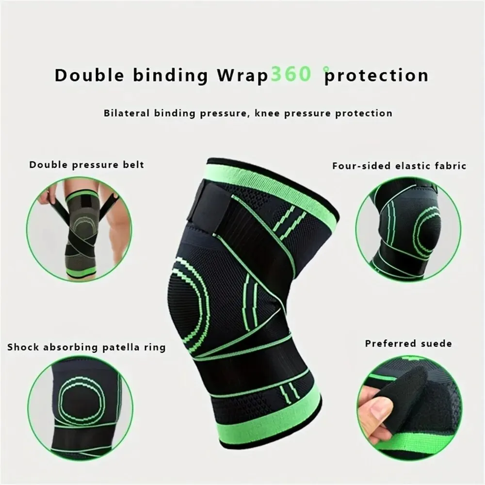 1PC Sports Knee Pad Men Pressurized Elastic Knee Pad Support Fitness Gear Basketball Volleyball Brace Tennis Cycling Protector