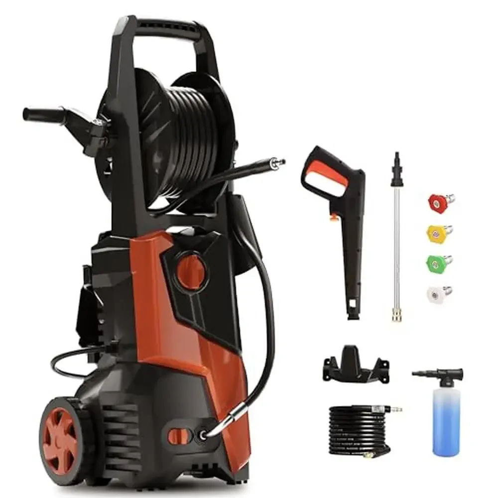 

Electric Power Washer 5000 PSI 3.2 GPM Pressure Washer with 20ft Hose and 17ft Cord Cars Pools Patios Adjustable Nozzle and Hose