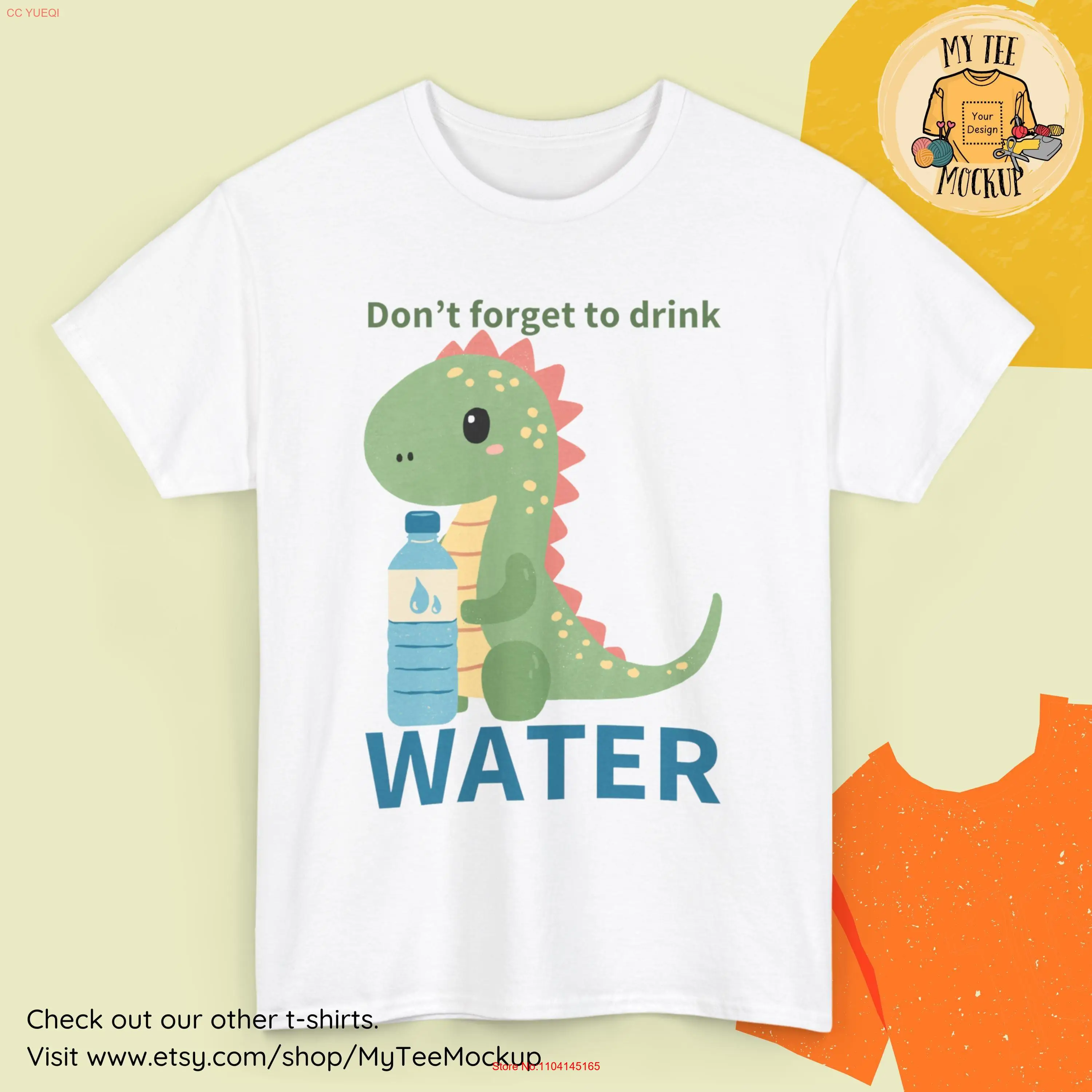 Don't Forget to Drink Water T Shirt Cute Dinosaur with Bottle Adorable Hydration Reminder Unique Design