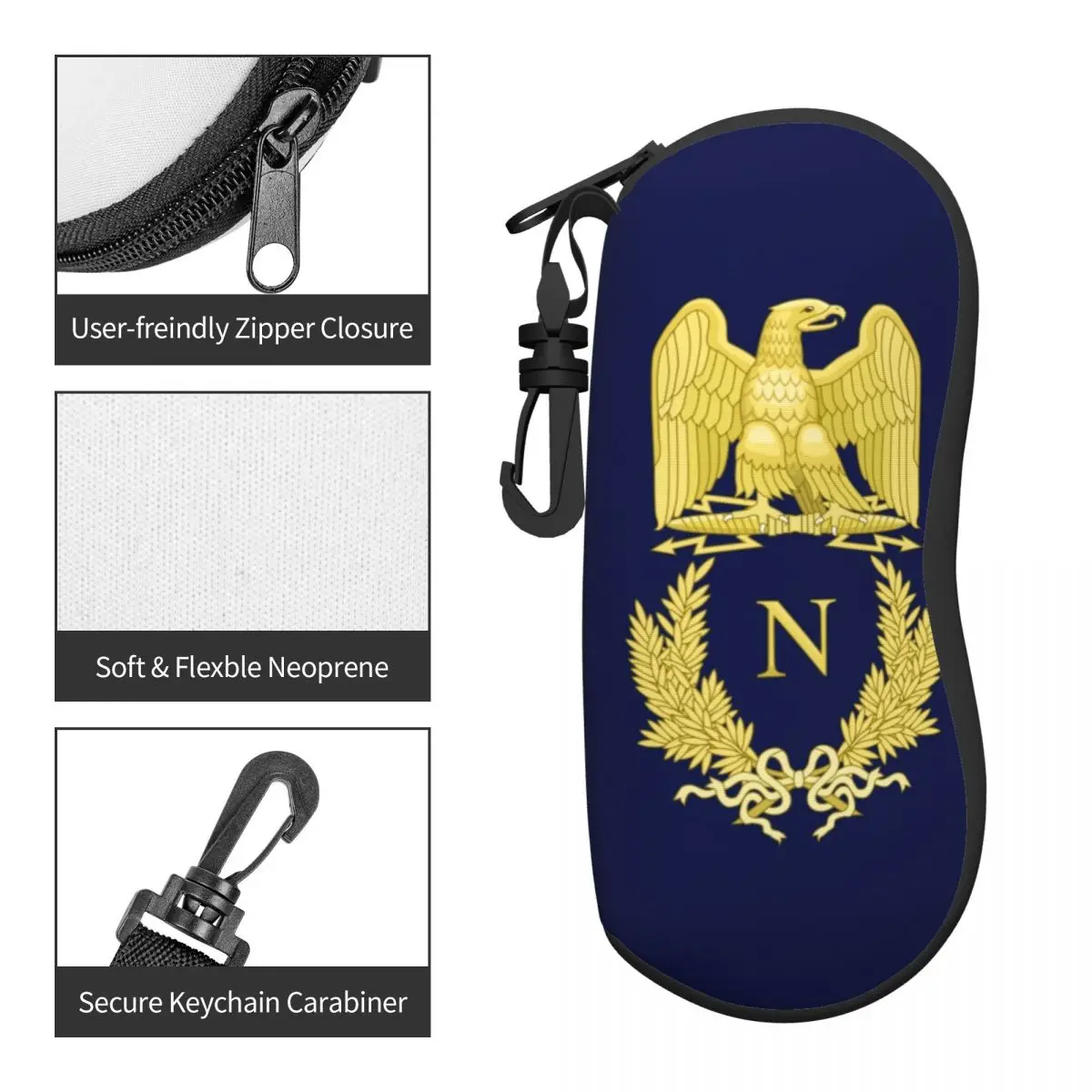 Custom French Emlem Napoleon Bonaparte Glasses Case Portable France Eagle Flag Shell Eyeglasses Case Sunglasses Box