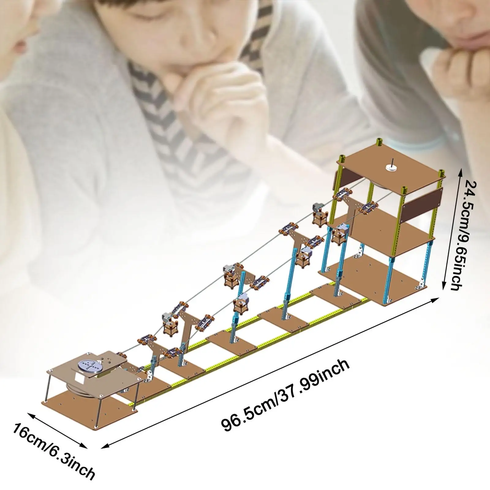 

Sightseeing Cable Car Systerm Model Wooden Hand Assembled for School Project