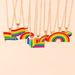 Fashion Colorful Rainbow Necklace for Women Enamel Love Heart Pendant Necklaces Girls Party Holiday Jewelry Gifts