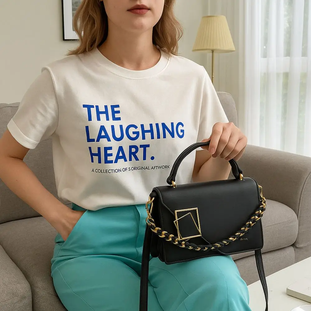 

Trendy Korean Style Women Crossbody Bag Solid Color Simplicity Chains Single Shoulder Bag Adjustable Handbag Dinner Party