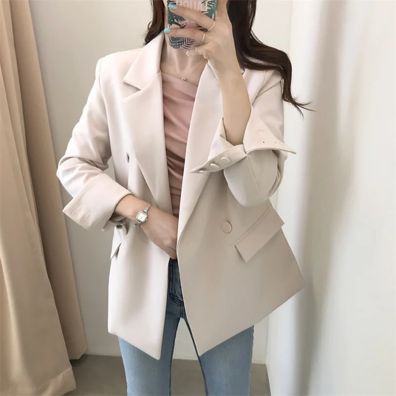 Trendy Suit jacket for Women's Spring and Autumn 2024 New Korean Version Loose Fitting Casual Retro Hong Kong Style Small Suit