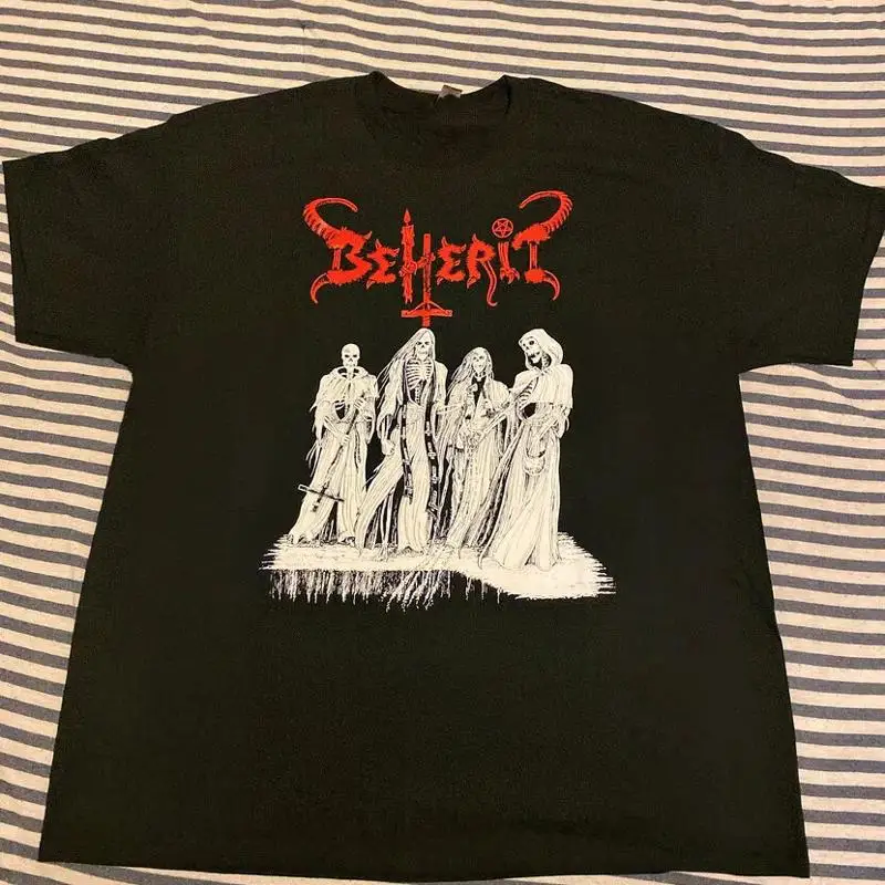 تي شيرت Beherit Band للعائلة باللون الأسود من القطن بجميع المقاسات Jh403